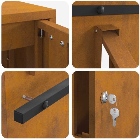 skrzynka na listy Rdzawy 30 x 23 x 55 cm stal kortenowska Lumarko!