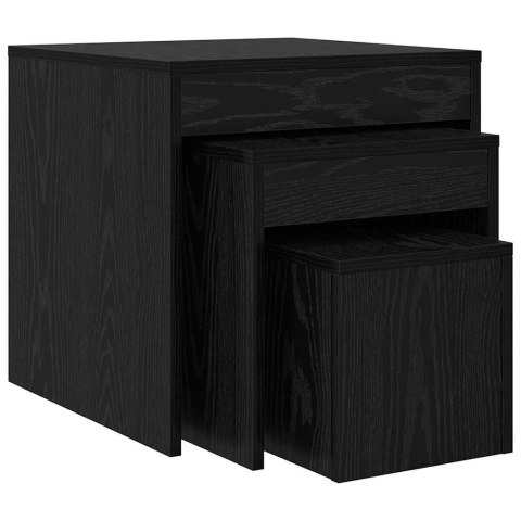 VidaXL Stolik kawowy 3 pcs Czarny Dąb Materiał drewnopochodny