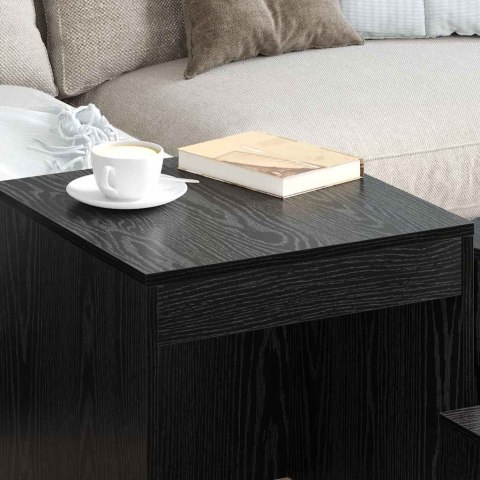 VidaXL Stolik kawowy 3 pcs Czarny Dąb Materiał drewnopochodny