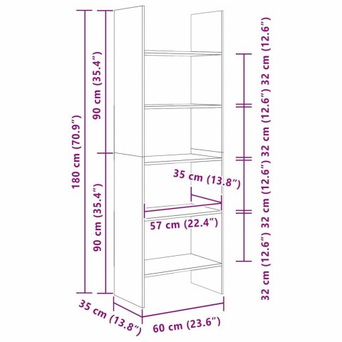 Szafka na książki dąb artisan 60 x 35 x 180 cm Lumarko!