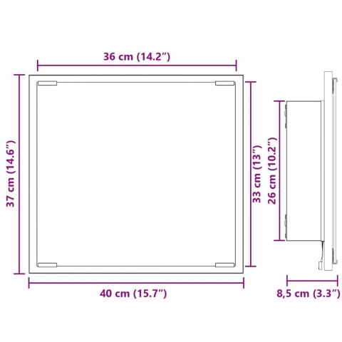 Lustro łazienkowe LED Stare drewno 40x8.5x37 cm Drewno inżynieryjne Lumarko!