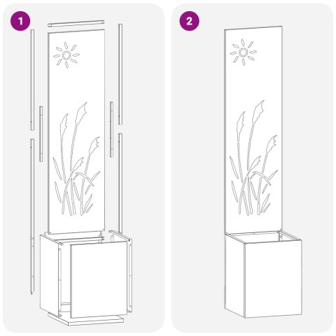 Donica ogrodowa z dekoracyjną płytą Srebrny 32 x 140 cm Lumarko!