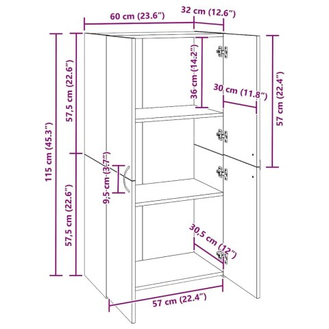 Biurowa szafka z półką z drzwiami Czarny dąb 60 x 32 x 115 cm Lumarko!