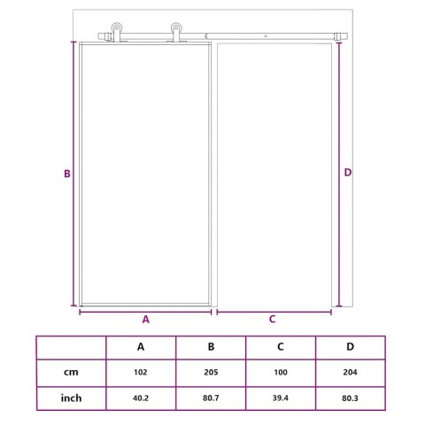  Drzwi przesuwne, szkło ESG i aluminium, 102x205 cm, czarne Lumarko!
