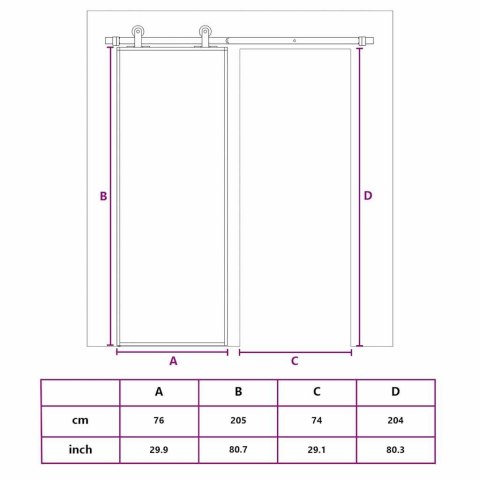  Drzwi przesuwne, szkło ESG i aluminium, 76x205 cm, czarne Lumarko!