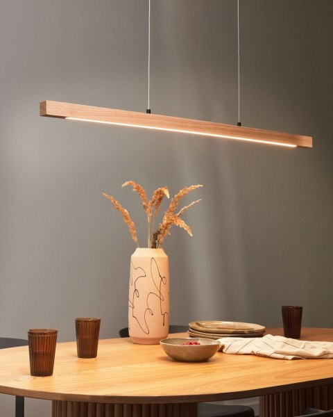 Lampa wisząca LED STEWARTS Ze ściemniaczem Drewno dębowe Jasnobrązowy