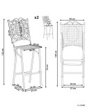 Zestaw 2 krzeseł barowych ogrodowych BORMIO Składane Metal Czarny