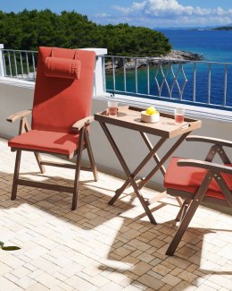 Zestaw 2 krzeseł ogrodowych z poduszkami AMANTEA PREMIUM Drewno akacjowe Czerwony