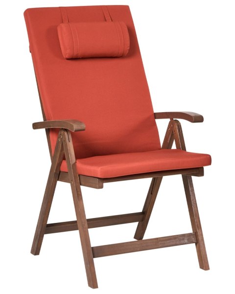 Zestaw 2 krzeseł ogrodowych z poduszkami AMANTEA PREMIUM Drewno akacjowe Czerwony