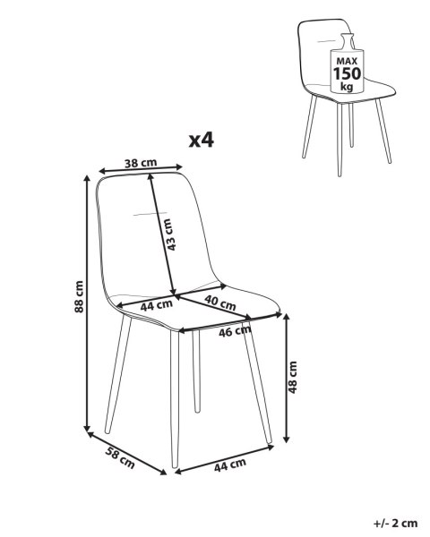 Zestaw 4 krzeseł do jadalni TUSCOLA Jasnoszary