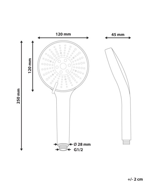 Słuchawka prysznicowa z wężem MAPIRI 6 funkcji Srebrny