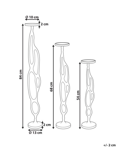 Zestaw 3 świeczników BUNI Metal 54/68/84 cm Czarny