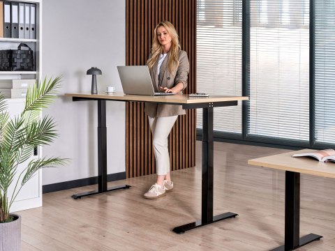 Biurko regulowane elektrycznie DESTINES Czarny/ jasny brąz 160 cm 72 cm