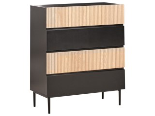 Komoda 4 szuflady BLYTHE Jesion naturalny Czarny