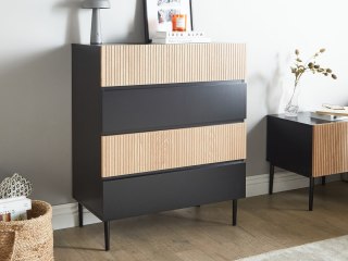 Komoda 4 szuflady BLYTHE Jesion naturalny Czarny