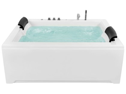Wanna narożna z hydromasażem LED SALAMANCA 183 x 142 cm Biały