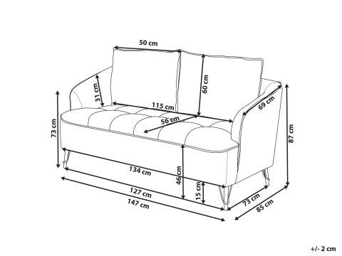 Sofa dla 2 osób HOBRO Szary