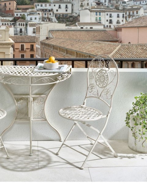 Zestaw 2 krzeseł ogrodowych YAVIZA Składane Metal Jasnobeżowy