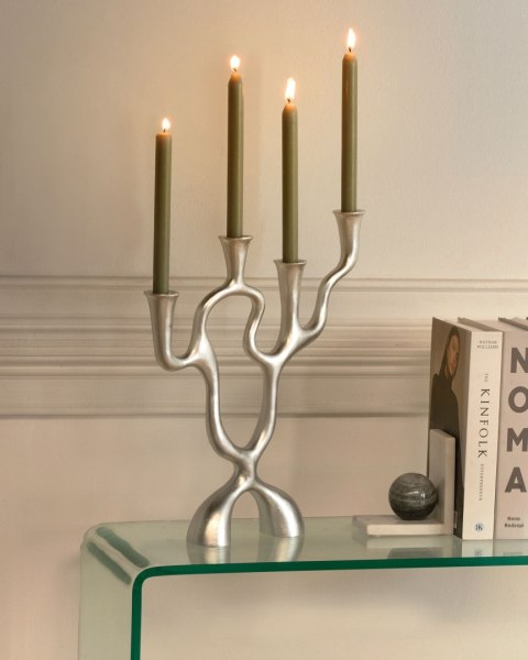 Świecznik FAMOES Metal 41 cm Srebrny
