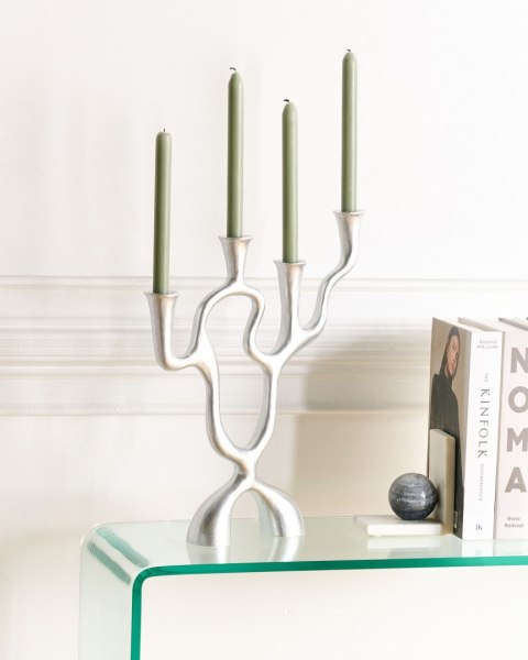 Świecznik FAMOES Metal 41 cm Srebrny