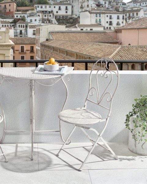 Zestaw 2 krzeseł ogrodowych FOLELLI Składane Metal Jasnobeżowy