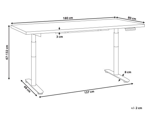 Biurko regulowane elektrycznie DESTINAS Czarny/ biały 180 cm 80 cm