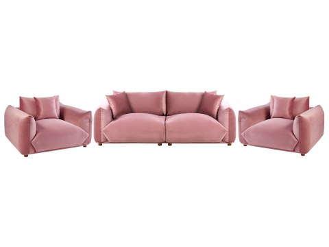 Komplet wypoczynkowy dla 5 osób LUVOS Welur Różowy