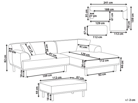 Narożnik dla 3 osób HOLT Beżowy Lewostronny
