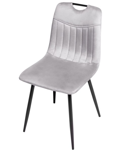 Zestaw 4 krzeseł do jadalni ARGYLE Welur Jasnoszary