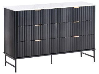 Komoda 6 szuflad GLASTONBURY Marmur/ czarny