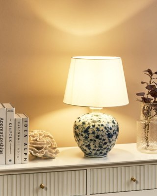 Lampa stołowa SILVES Porcelana Biały/ niebieski