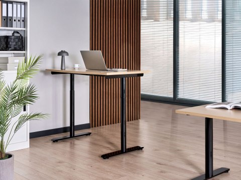 Biurko regulowane elektrycznie DESTINAS Czarny/ jasny brąz 120 cm 60 cm