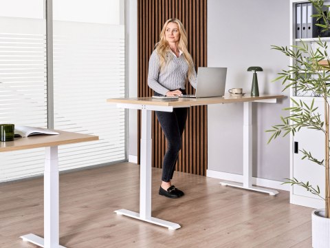 Biurko regulowane elektrycznie DESTINES Jasny brąz/ biały 160 cm 72 cm