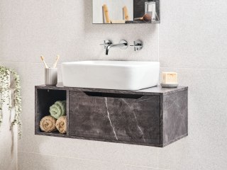 Wisząca szafka pod umywalkę CASCAVEL 80 cm Czarny marmur