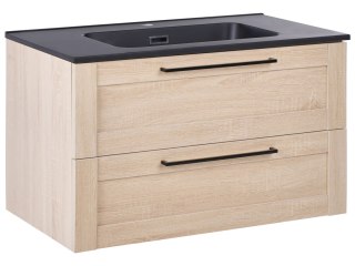 Szafka łazienkowa wisząca z umywalką TARIJA 80 cm 46 cm Jasnobrązowy