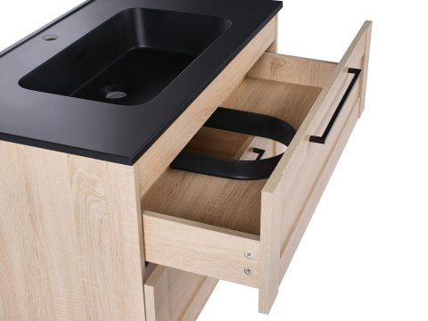 Szafka łazienkowa wisząca z umywalką TARIJA 80 cm 46 cm Jasnobrązowy