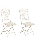 Zestaw 2 krzeseł ogrodowych JUINA Składane Metal Jasnobeżowy