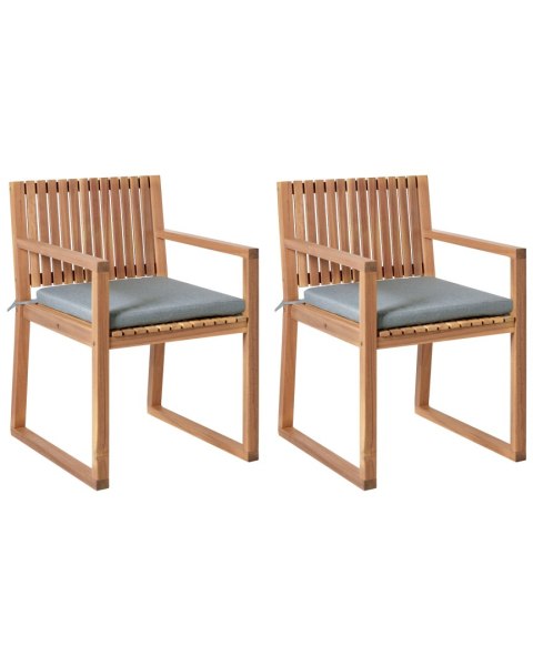 Zestaw 2 krzeseł ogrodowych z poduszkami SASSARI PREMIUM Certyfikowane drewno akacjowe Szary melanż