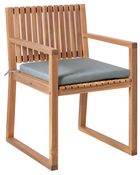 Zestaw 2 krzeseł ogrodowych z poduszkami SASSARI PREMIUM Certyfikowane drewno akacjowe Szary melanż