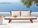 Ławka ogrodowa z poduchą PORTICI 210 cm Drewno eukaliptusowe Ciemny brąz/ biały