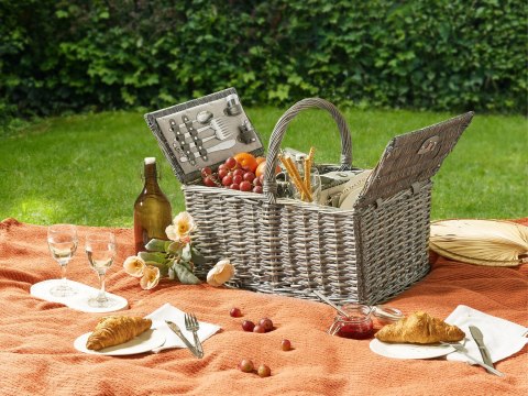 Kosz piknikowy GROSEILLE Plecionka Szary