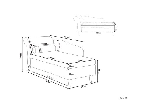 Szezlong lewostronny LUIRO Welur Beżowy ze schowkiem
