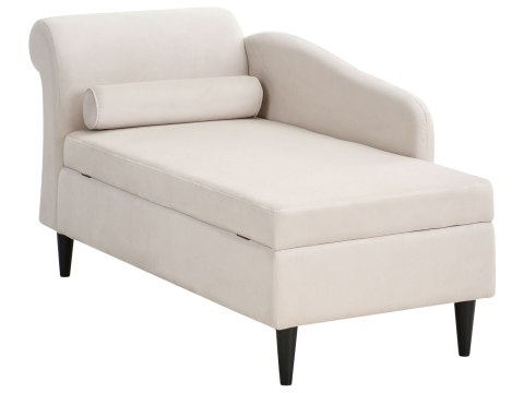 Szezlong lewostronny LUIRO Welur Beżowy ze schowkiem