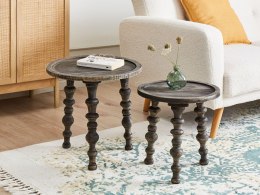 Zestaw 2 stolików pomocniczych MARNOO Drewno mango Ciemnobrązowy