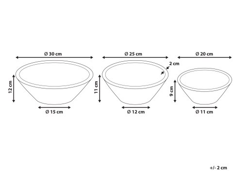 Zestaw 3 mis dekoracyjnych TANTA Drewno mango Jasnobrązowy