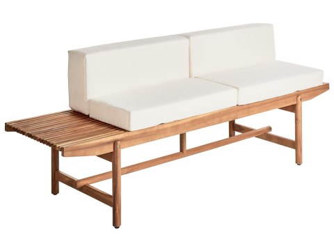 Ławka ogrodowa z poduchą GIAVENO 210 cm Drewno akacjowe Złamana biel