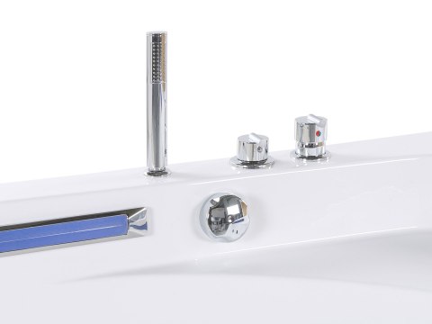 Wanna narożna z hydromasażem LED CACERES 211 x 150 cm Biały