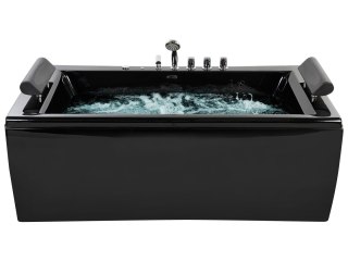 Wanna narożna z hydromasażem LED MONTEGO 172 x 83 cm Czarny