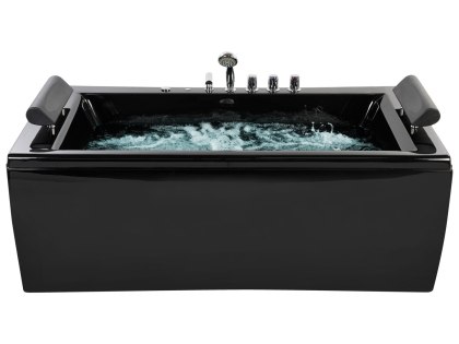 Wanna narożna z hydromasażem LED MONTEGO 172 x 83 cm Czarny