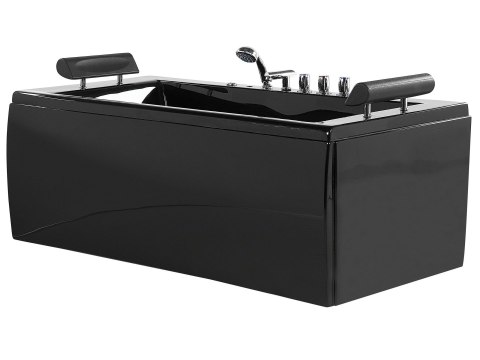Wanna narożna z hydromasażem LED MONTEGO 172 x 83 cm Czarny